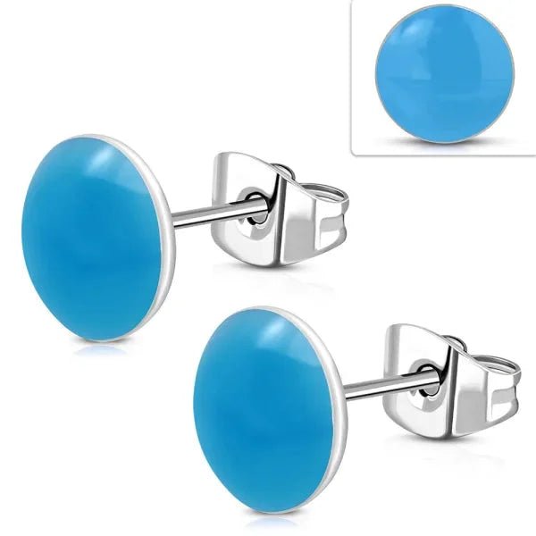 RVS Ronde Oorbellen Kleurrijk Emaille - Vrolijke Oorstekers - 6mm / Blauw -