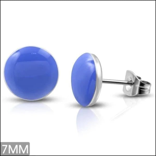RVS Ronde Oorbellen Kleurrijk Emaille - Vrolijke Oorstekers - 6mm / Blauw -