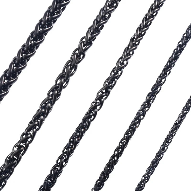 Zwarte Vossenstaart Ketting RVS &acirc;&euro;&ldquo; Stoere Schakelketting Staal Unisex - 5mm / 75cm