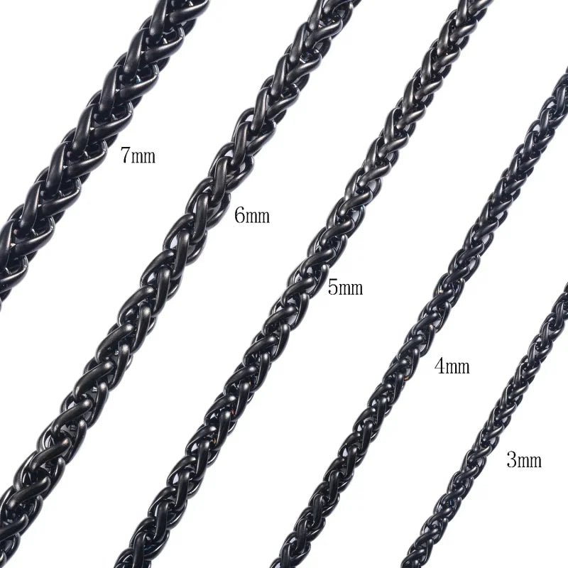 Zwarte Vossenstaart Ketting RVS &acirc;&euro;&ldquo; Stoere Schakelketting Staal Unisex - 4mm / 75cm