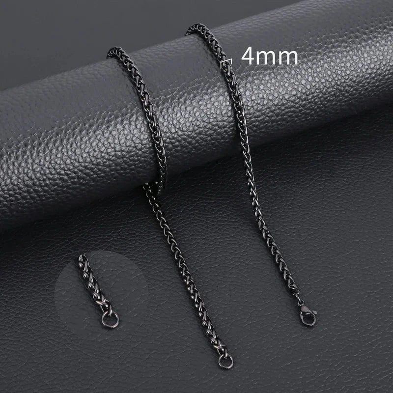 Zwarte Vossenstaart Ketting RVS &acirc;&euro;&ldquo; Stoere Schakelketting Staal Unisex - 3mm / 50cm