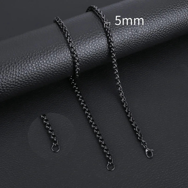Zwarte Vossenstaart Ketting RVS &acirc;&euro;&ldquo; Stoere Schakelketting Staal Unisex - 4mm / 55cm