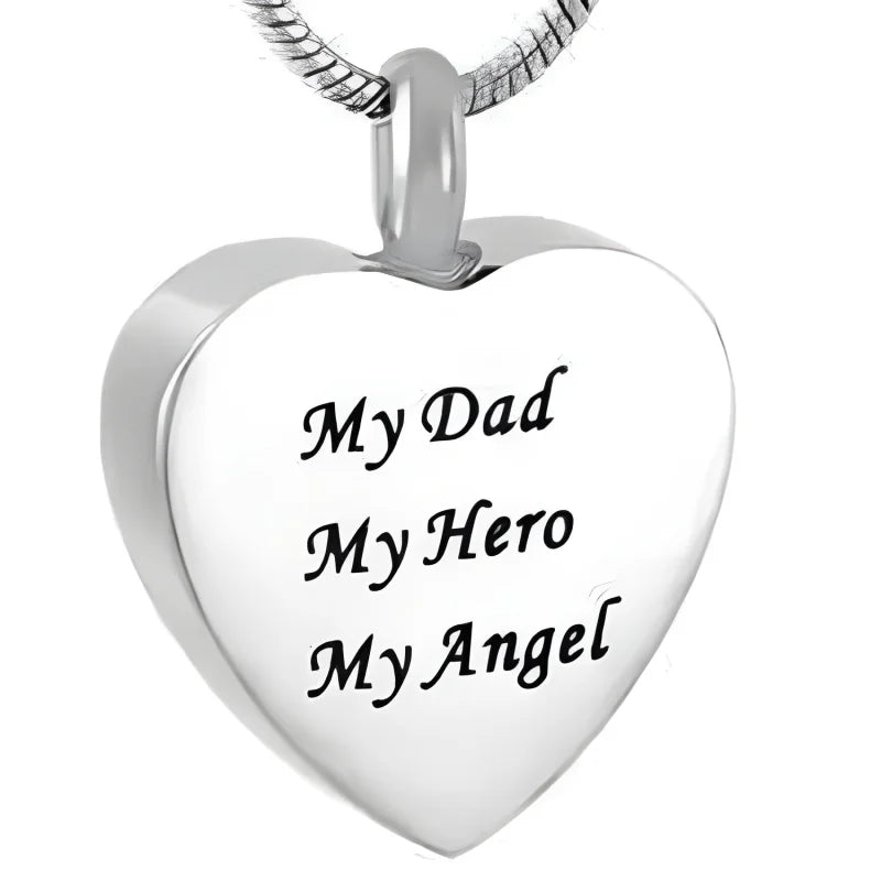 Stalen Ashanger Vader &acirc;&euro;&ldquo; Persoonlijk Gedenksieraad RVS - My Dad. My Hero. My Angel
