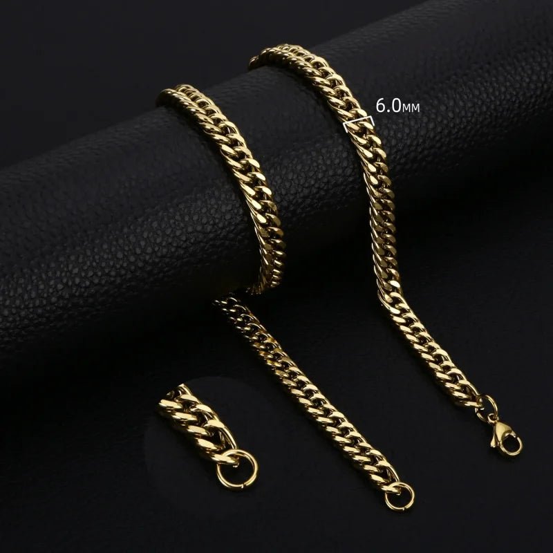 RVS Curb Gourmetketting Goudkleurig &acirc;&euro;&ldquo; Stoere Schakelketting Staal Unisex - 75cm /