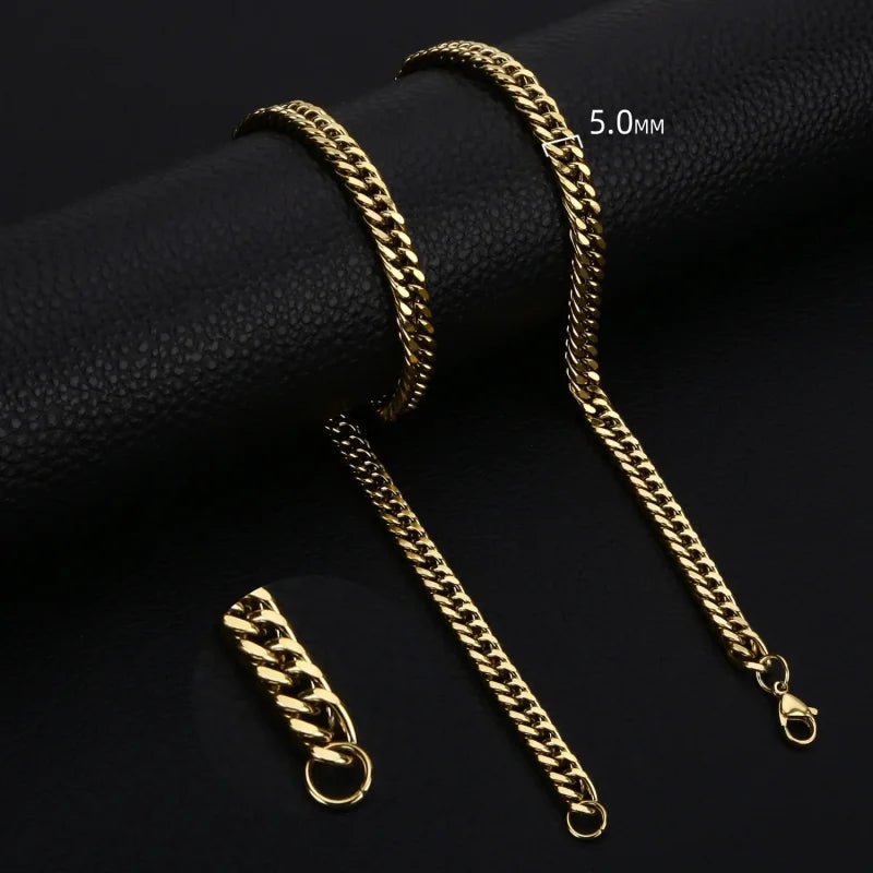 RVS Curb Gourmetketting Goudkleurig &acirc;&euro;&ldquo; Stoere Schakelketting Staal Unisex - 75cm /