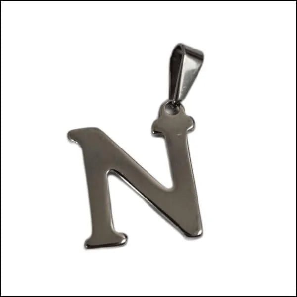 RVS Initiaal Hanger Letter Zilverkleur - Gepersonaliseerde Bedel - N - Unisex