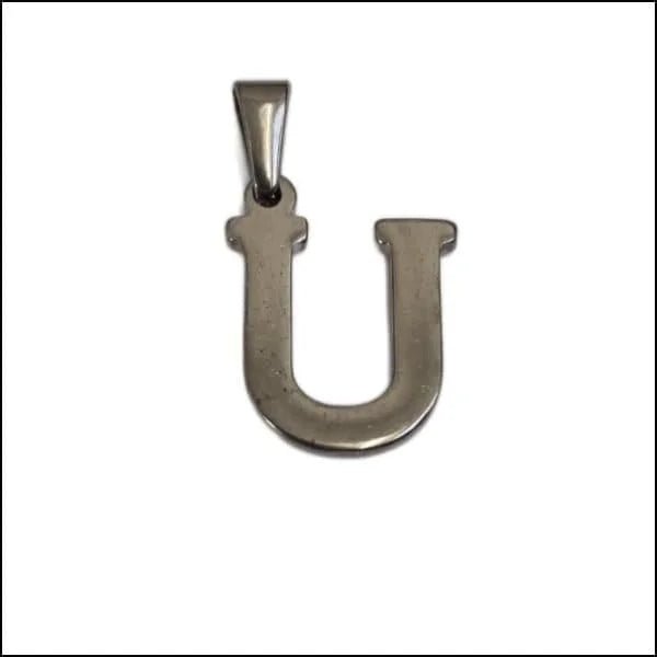 RVS Initiaal Hanger Letter Zilverkleur - Gepersonaliseerde Bedel - U - Unisex