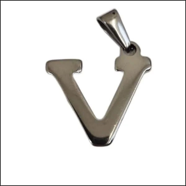 RVS Initiaal Hanger Letter Zilverkleur - Gepersonaliseerde Bedel - V - Unisex