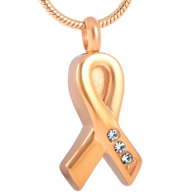 Stalen Pink Ribbon Ashanger &acirc;&euro;&ldquo; Gedenksieraad Borstkanker Bewustzijn - Hart-Zilverk