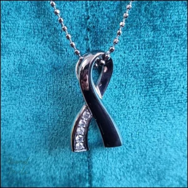 Stalen Pink Ribbon Ashanger &acirc;&euro;&ldquo; Gedenksieraad Borstkanker Bewustzijn - Hart-Zilverk