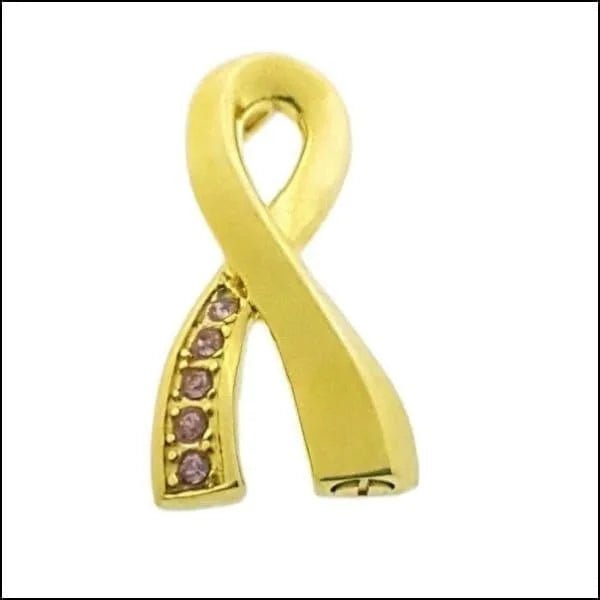 Stalen Pink Ribbon Ashanger &acirc;&euro;&ldquo; Gedenksieraad Borstkanker Bewustzijn - Goudkleur-Zi