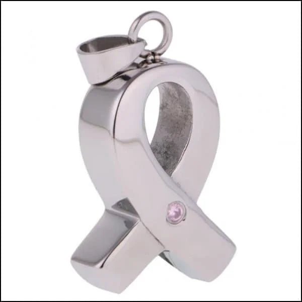 Stalen Pink Ribbon Ashanger &acirc;&euro;&ldquo; Gedenksieraad Borstkanker Bewustzijn - Zilverkleur-