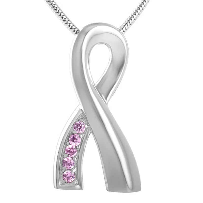 Stalen Pink Ribbon Ashanger &acirc;&euro;&ldquo; Gedenksieraad Borstkanker Bewustzijn - Zilverkleur-