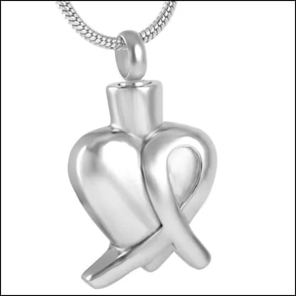 Stalen Pink Ribbon Ashanger &acirc;&euro;&ldquo; Gedenksieraad Borstkanker Bewustzijn - Hart-Roze-2.
