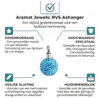 Stalen Ashanger Bol &acirc;&euro;&ldquo; Zilverkleurig Gedenksieraad Zonder Ketting - Blauw - Unisex