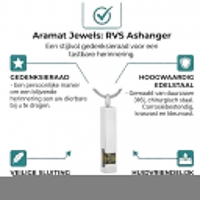 Stalen Ashanger Staaf met Zirkonia &acirc;&euro;&ldquo; Sierlijk Gedenksieraad Zilver & Goud - P