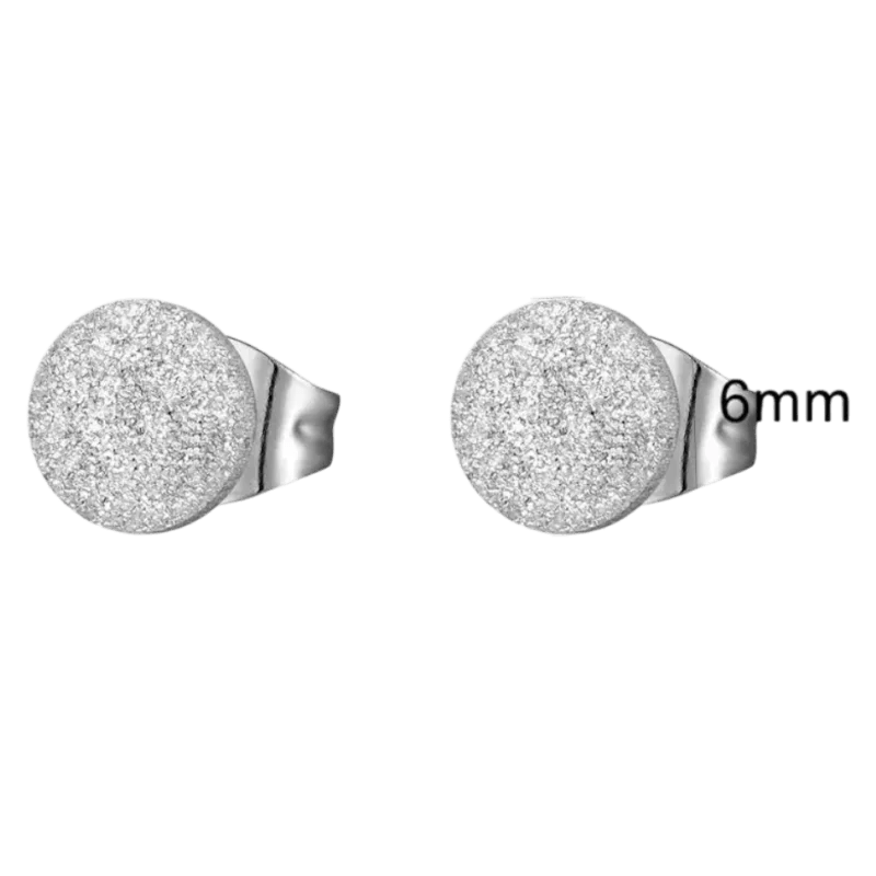 RVS Ronde Zweerknopjes Oorbellen 6mm - Staal - Zilverkleurig Sandblasted / 6mm -
