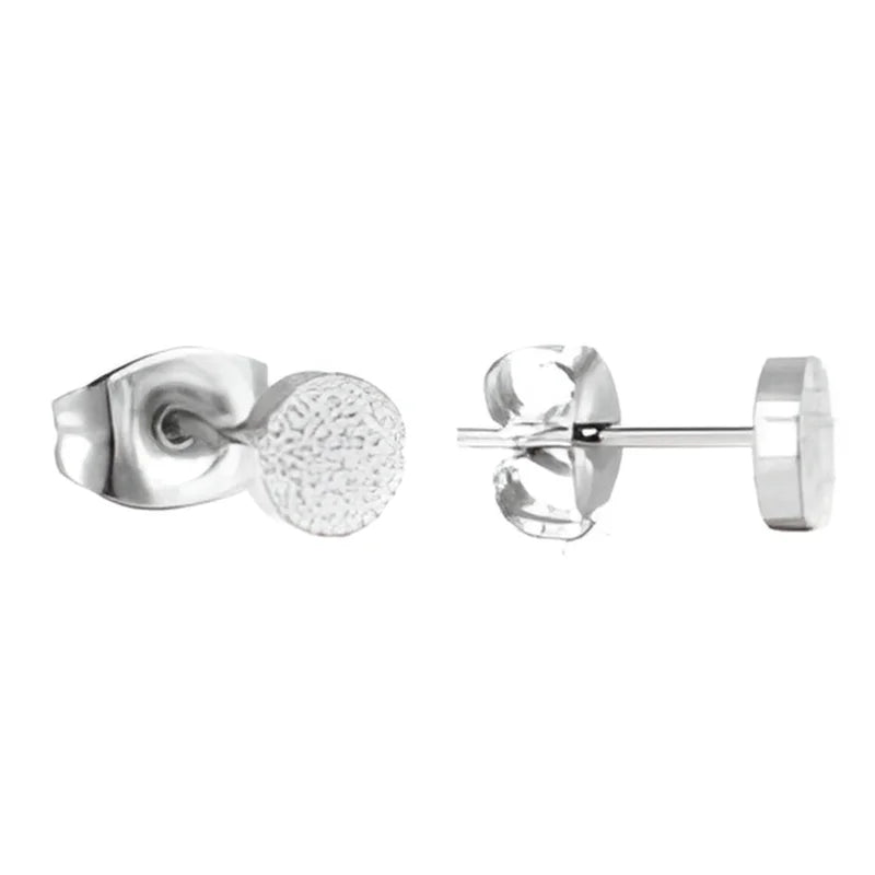 RVS Ronde Zweerknopjes Oorbellen 6mm - Staal - Zilverkleurig Sandblasted / 6mm -