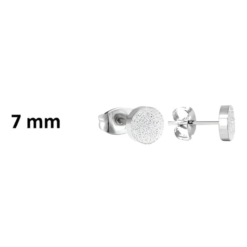 RVS Ronde Zweerknopjes Oorbellen 6mm - Staal - Zilverkleurig Sandblasted / 6mm -