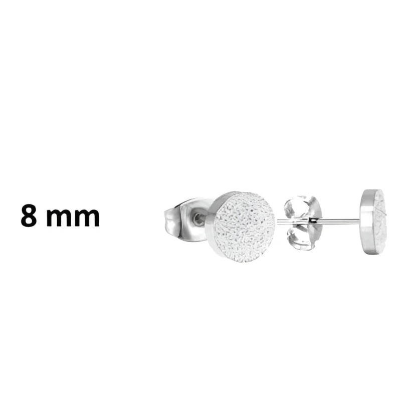 RVS Ronde Zweerknopjes Oorbellen 6mm - Staal - Zilverkleurig Sandblasted / 6mm -