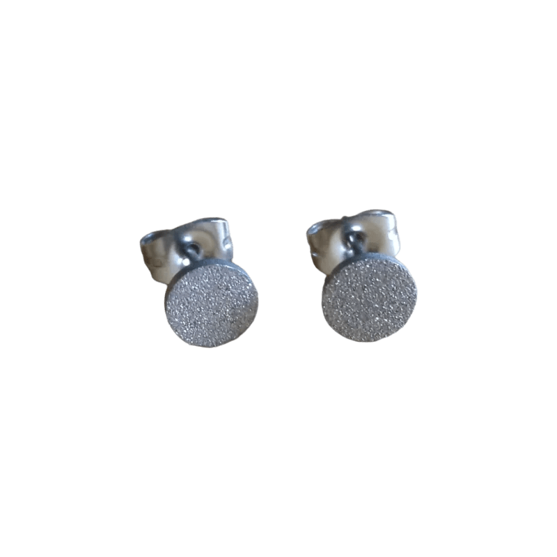 RVS Ronde Zweerknopjes Oorbellen 6mm - Staal - Zilverkleurig Sandblasted / 7mm -
