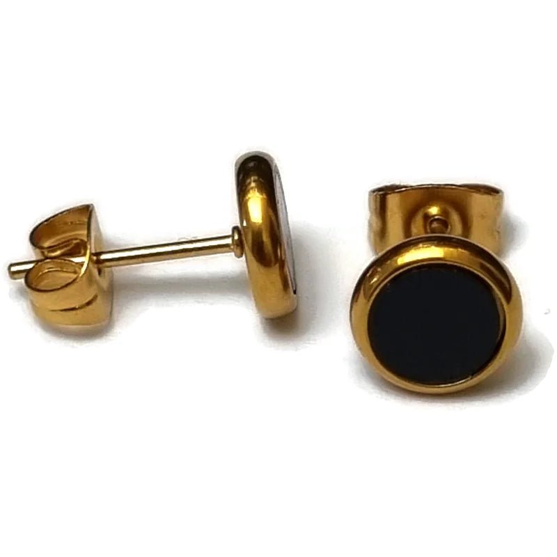 RVS Schelp Oorbellen Wit Zwart 12mm - Shell Studs - Goudkleurig / 8mm / Zwart -