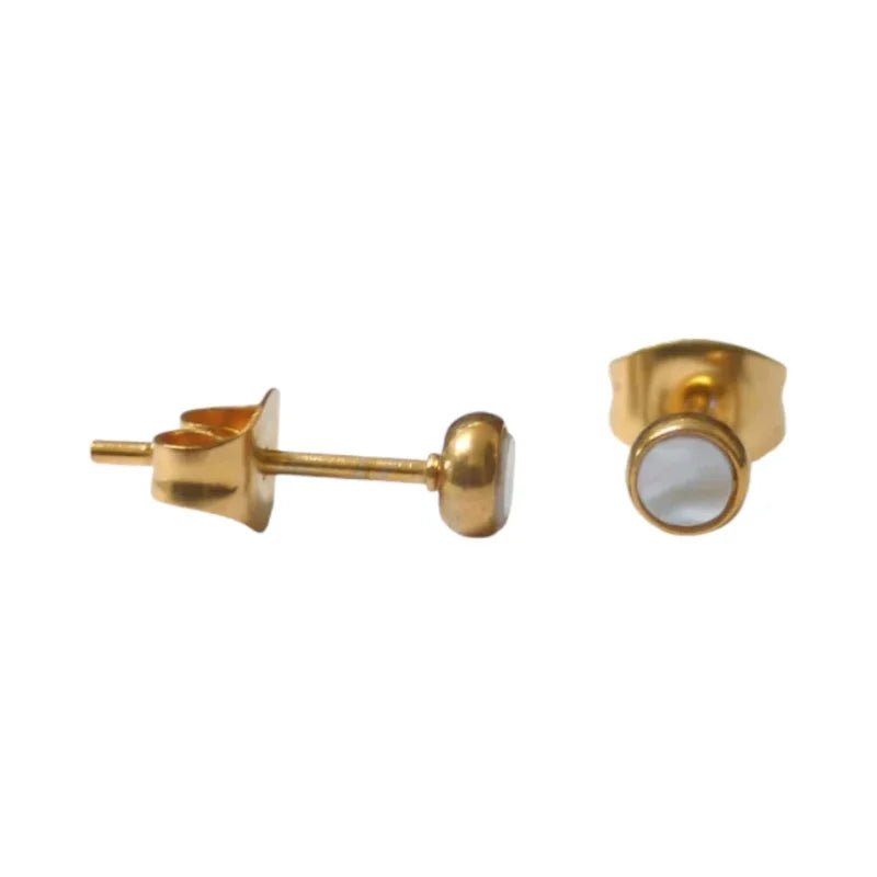 RVS Schelp Oorbellen Wit Zwart 12mm - Shell Studs - Goudkleurig / 8mm / Zwart -