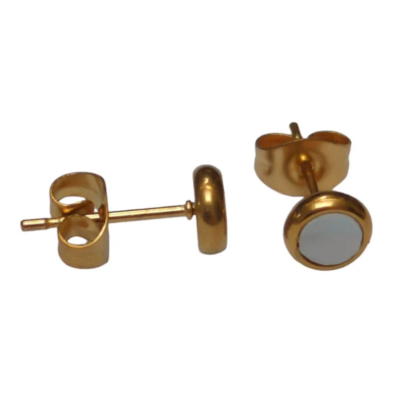 RVS Schelp Oorbellen Wit Zwart 12mm - Shell Studs - Goudkleurig / 6mm / Wit -