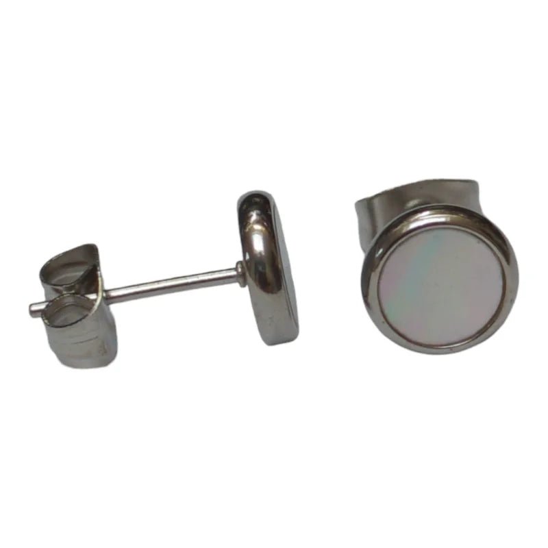 RVS Schelp Oorbellen Wit Zwart 12mm - Shell Studs - Goudkleurig / 8mm / Wit -
