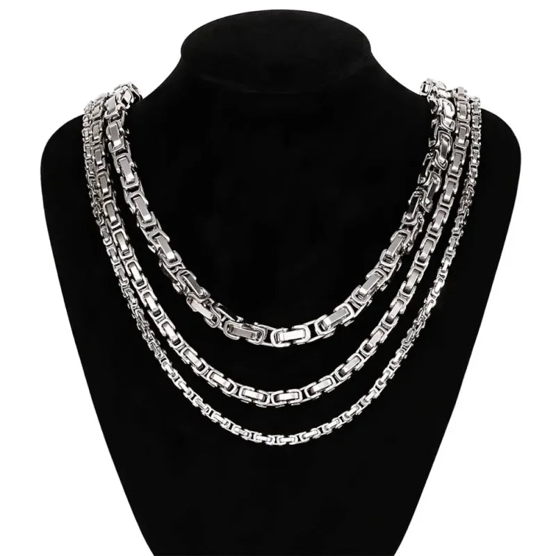 RVS Koningsketting Zilverkleurig Vierkant &acirc;&euro;&ldquo; Stoere Ketting Man Unisex Staal - 50c