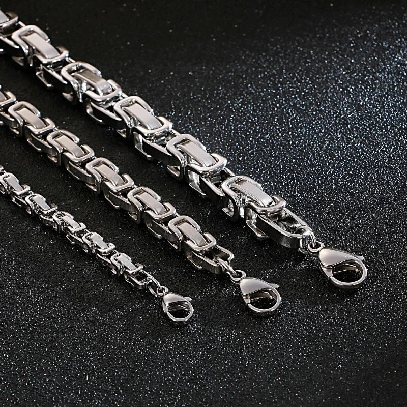 RVS Koningsketting Zilverkleurig Vierkant &acirc;&euro;&ldquo; Stoere Ketting Man Unisex Staal - 50c