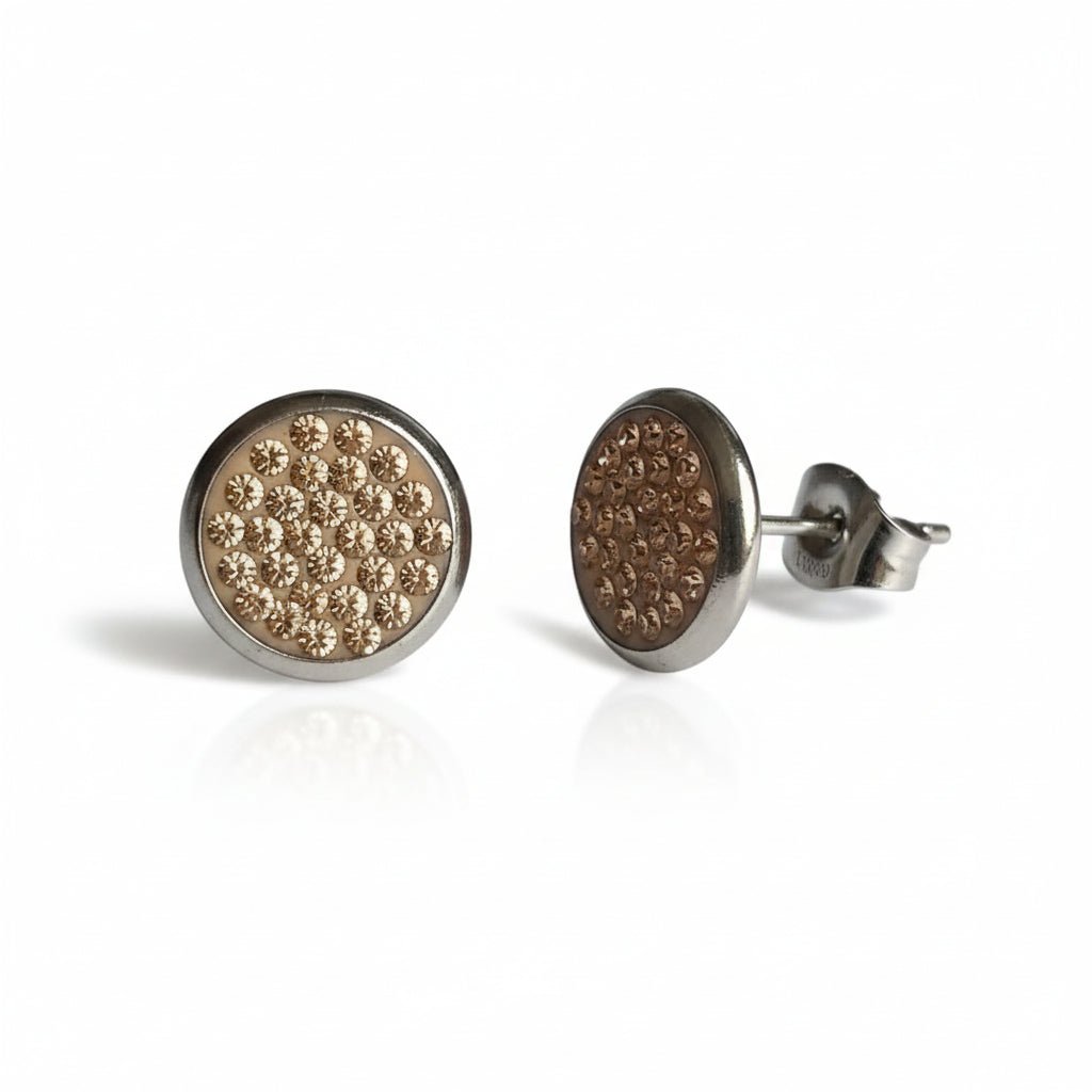 RVS Kristal Oorstekers 10mm Diverse Kleuren - Grote Zirkonia Studs - Champagne - Dames