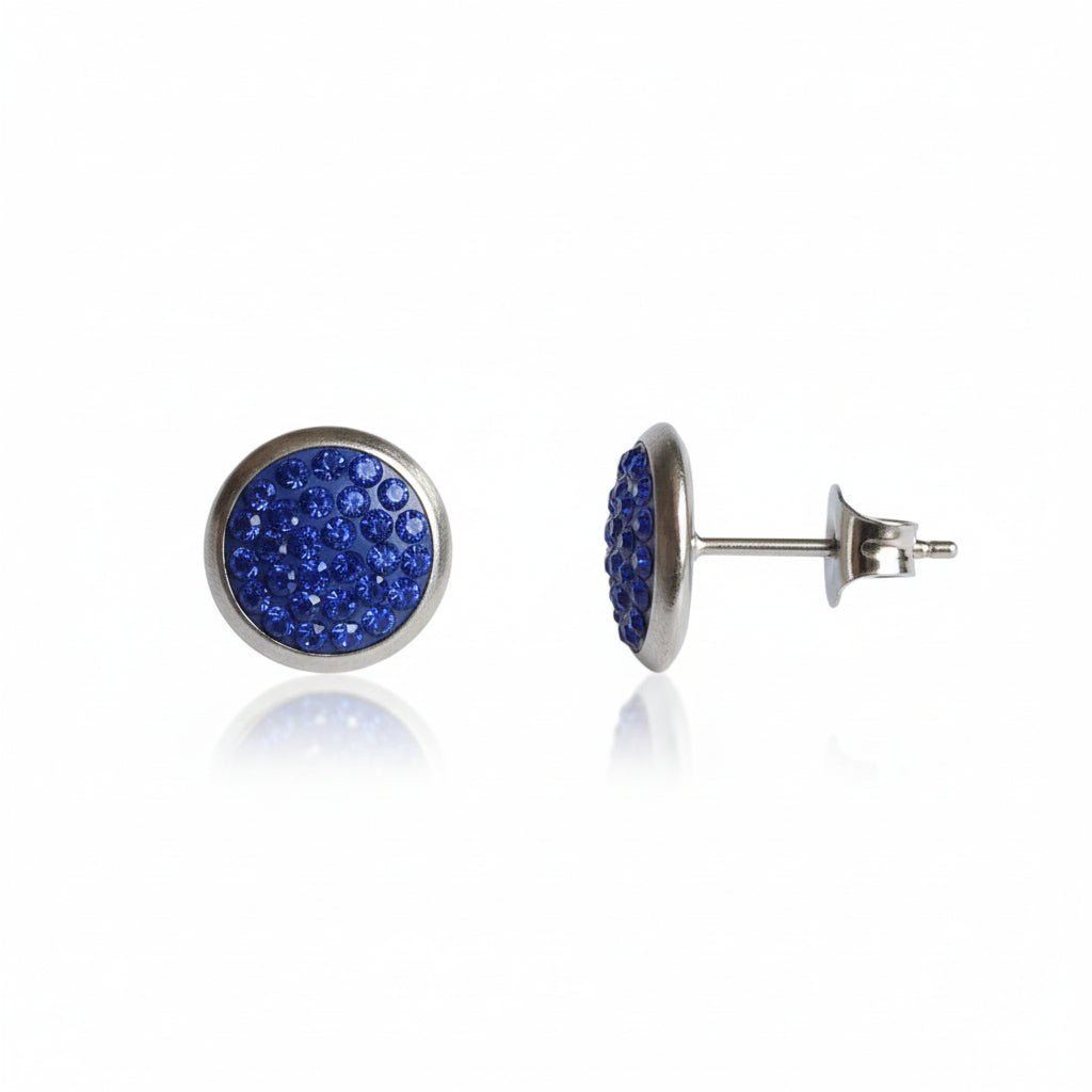 RVS Kristal Oorstekers 10mm Diverse Kleuren - Grote Zirkonia Studs - Donker Blauw -