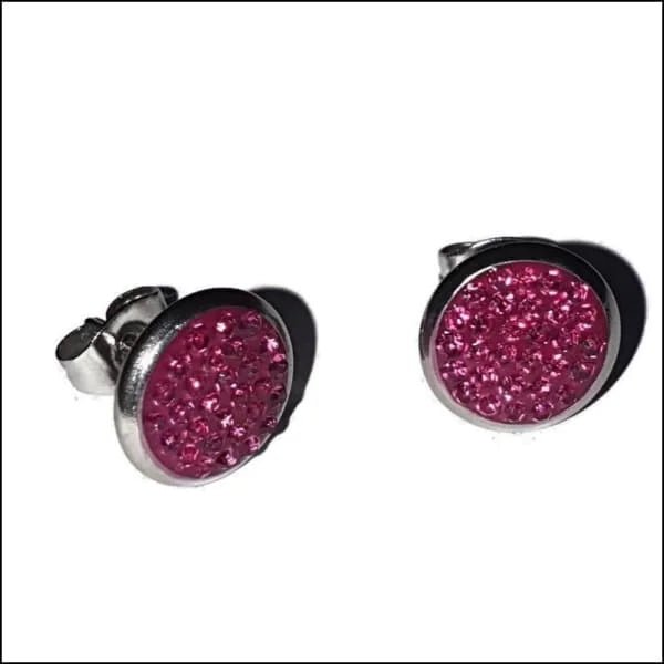 RVS Kristal Oorstekers 10mm Diverse Kleuren - Grote Zirkonia Studs - Fuchsia Roze -