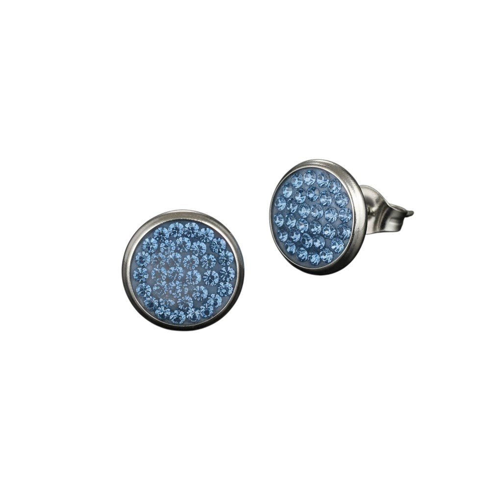 RVS Kristal Oorstekers 10mm Diverse Kleuren - Grote Zirkonia Studs - Licht Blauw -