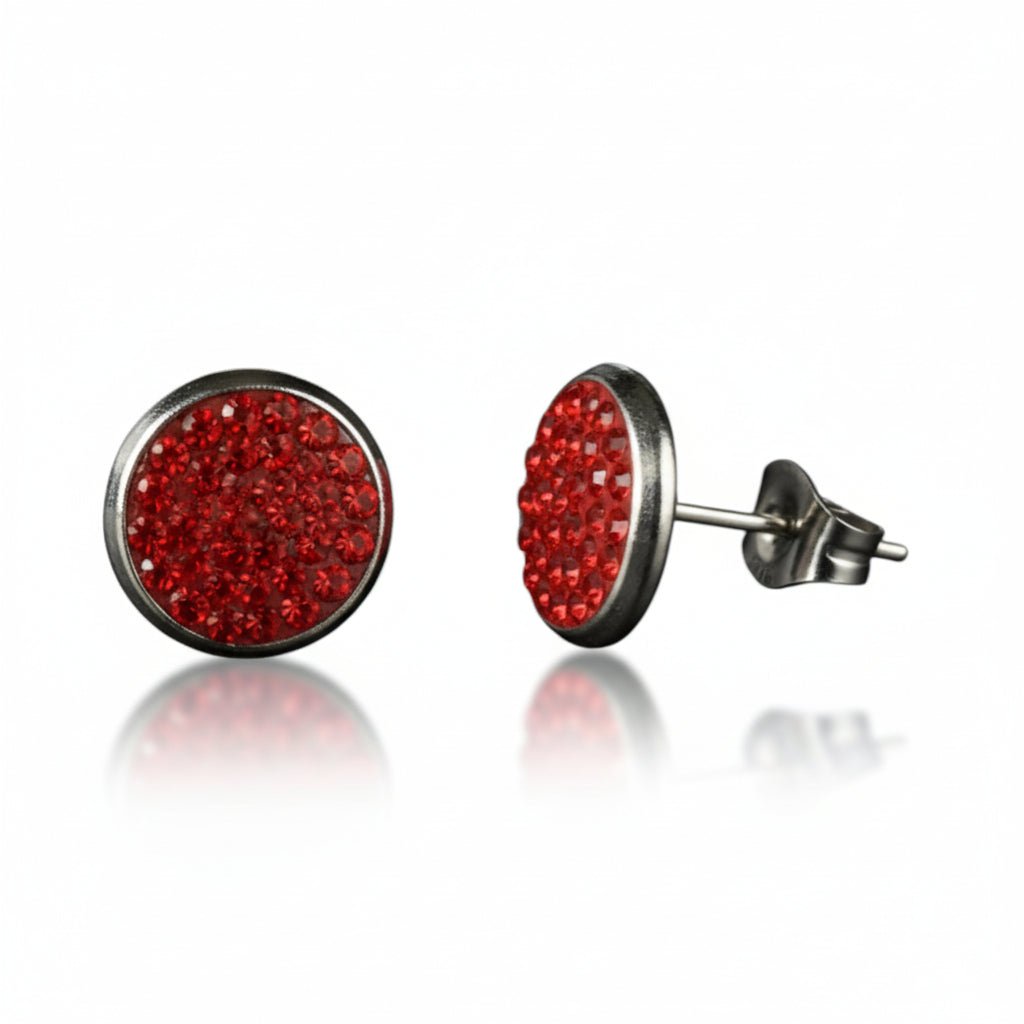 RVS Kristal Oorstekers 10mm Diverse Kleuren - Grote Zirkonia Studs - Rood -