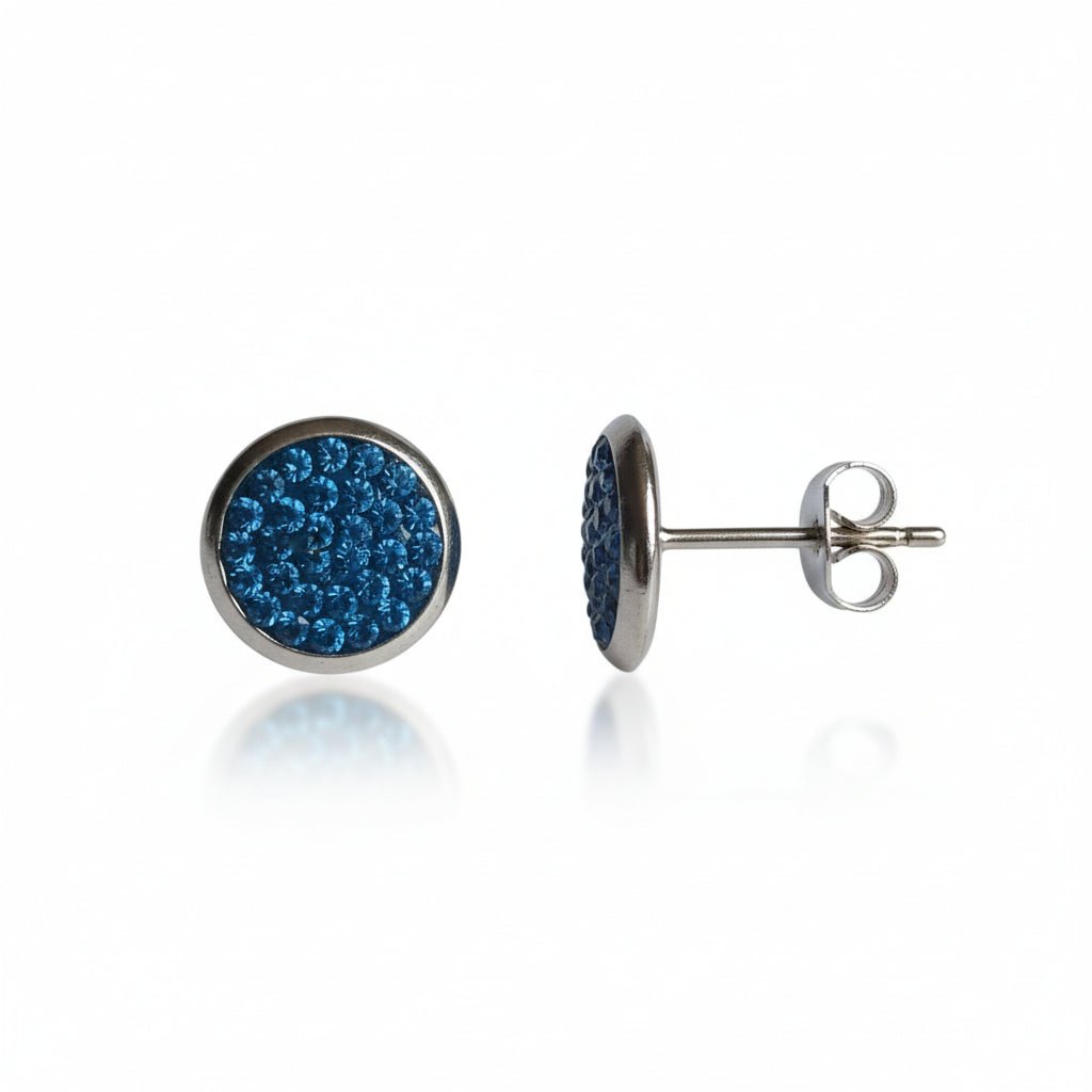 RVS Kristal Oorstekers 10mm Diverse Kleuren - Grote Zirkonia Studs - Zee Blauw -