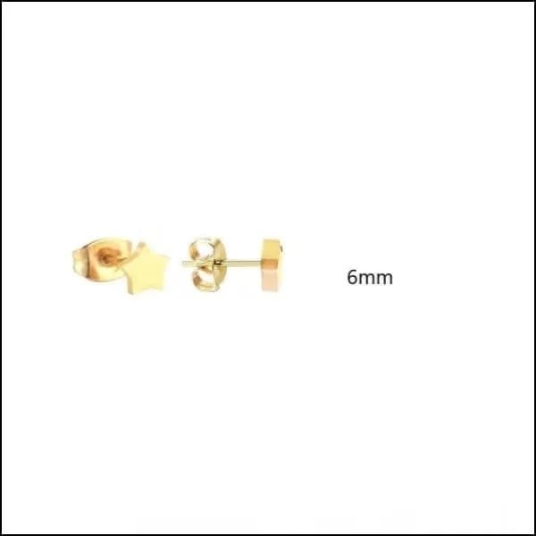RVS Ster Oorbellen Diverse Kleuren - Verjaardag Cadeau Oorstekers - 6mm / Goudkleur -