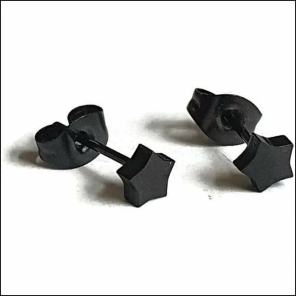 RVS Ster Oorbellen Diverse Kleuren - Verjaardag Cadeau Oorstekers - 6mm / Zwart - Unisex