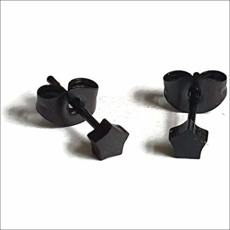RVS Ster Oorbellen Diverse Kleuren - Verjaardag Cadeau Oorstekers - 6mm / Zwart - Unisex