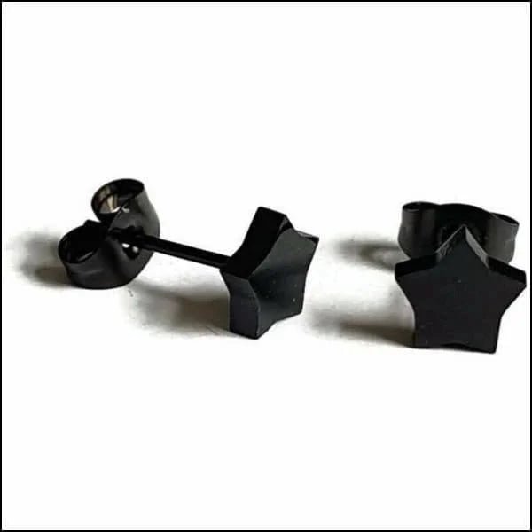 RVS Ster Oorbellen Diverse Kleuren - Verjaardag Cadeau Oorstekers - 7mm / Zwart -