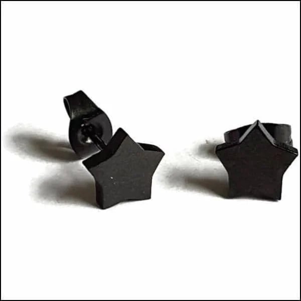 RVS Ster Oorbellen Diverse Kleuren - Verjaardag Cadeau Oorstekers - 8mm / Zwart -