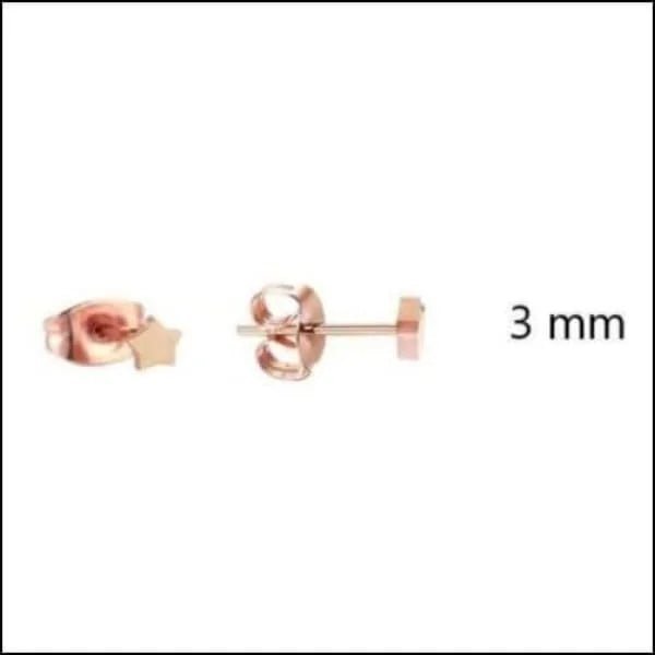 RVS Ster Oorbellen Diverse Kleuren - Verjaardag Cadeau Oorstekers - 3mm / Ros&Atilde;&copy;kleurig -