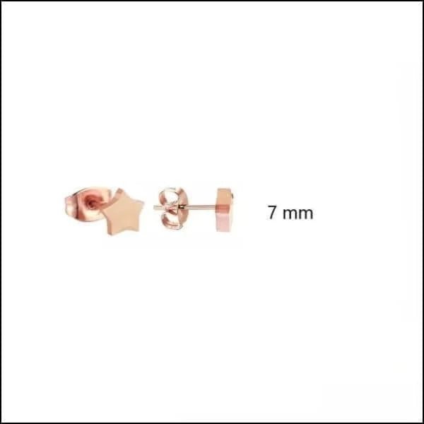 RVS Ster Oorbellen Diverse Kleuren - Verjaardag Cadeau Oorstekers - 7mm / Ros&Atilde;&copy;kleurig -