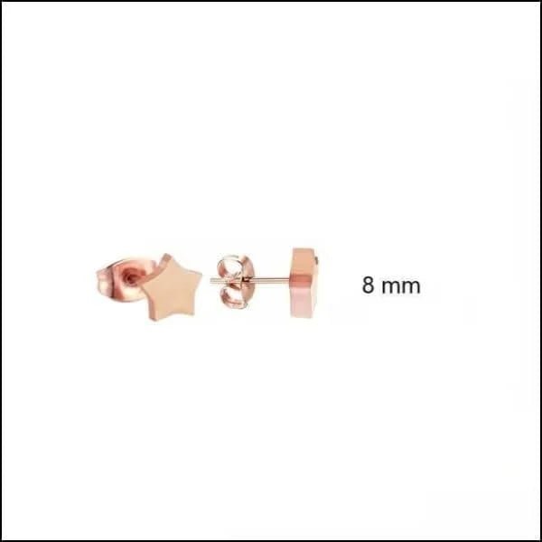 RVS Ster Oorbellen Diverse Kleuren - Verjaardag Cadeau Oorstekers - 8mm / Ros&Atilde;&copy;kleurig -