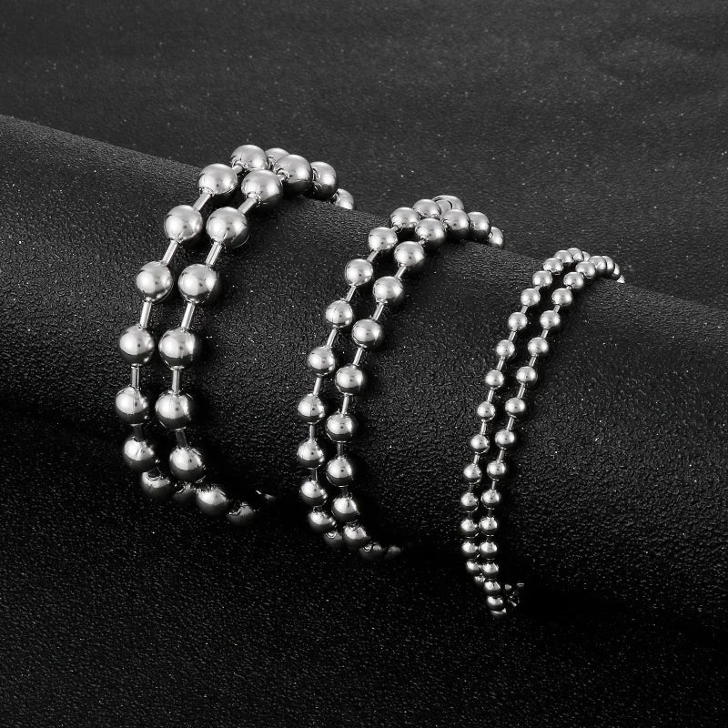 RVS Bolletjes Ketting Zilverkleur  - Trendy Tagketting - 5mm / 60cm - Heren