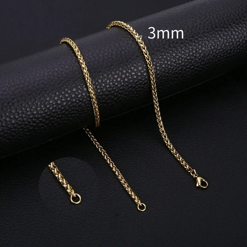 RVS Vossenstaart Ketting Goudkleur - Trendy Schakelketting - 3mm / 45cm - Unisex