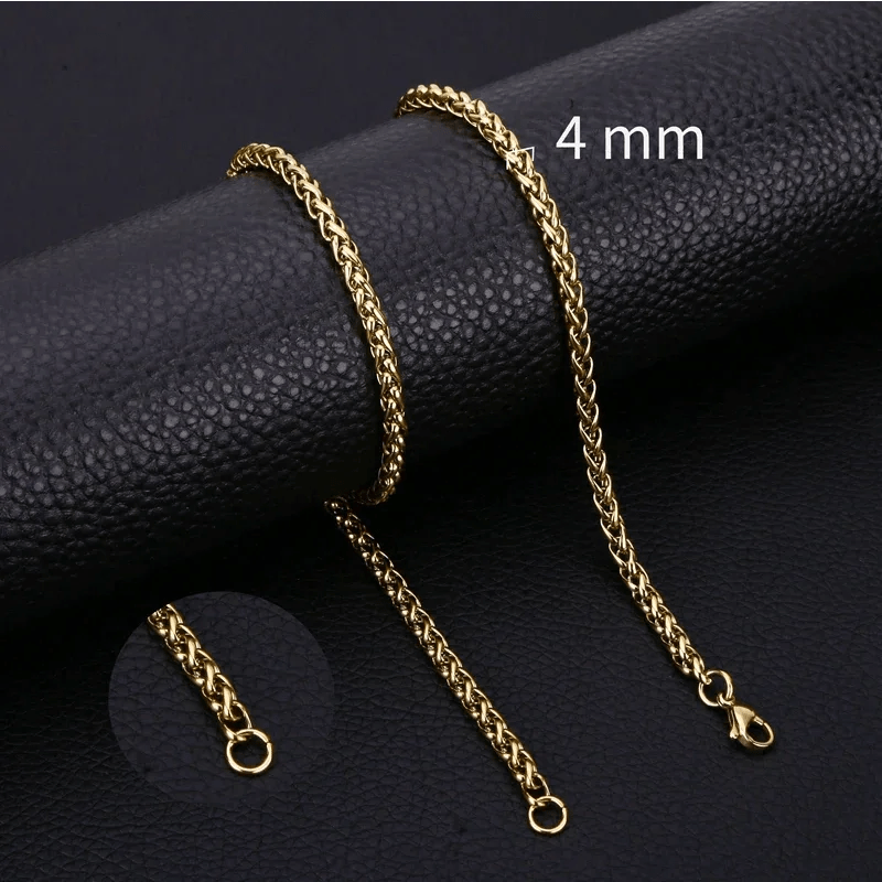 RVS Vossenstaart Ketting Goudkleur - Trendy Schakelketting - 4mm / 60cm - Unisex