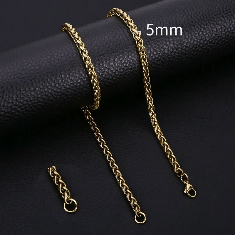 RVS Vossenstaart Ketting Goudkleur - Trendy Schakelketting - 5mm / 60cm - Unisex