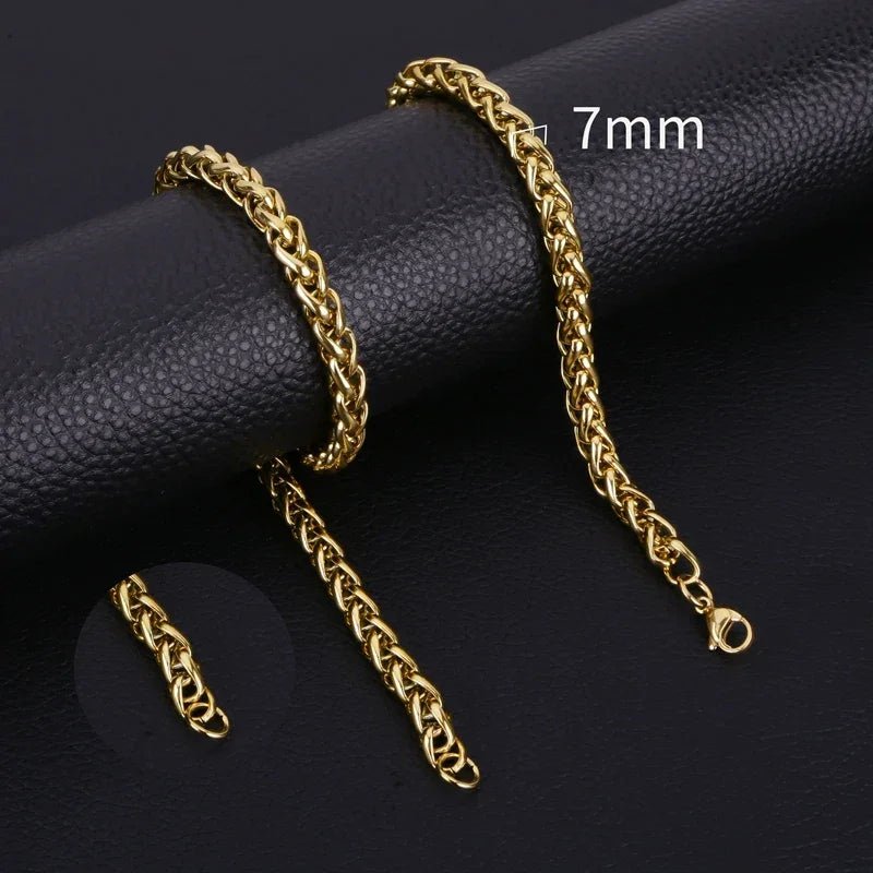 RVS Vossenstaart Ketting Goudkleur - Trendy Schakelketting - 7mm / 60cm - Unisex